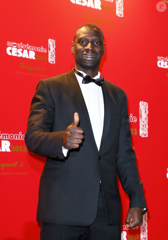 Omar Sy au Fouquet's pour le dîner de gala de la 38e Cérémonie des César à Paris le 22 février 2013.