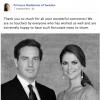 Madeleine de Suède et son mari Chris O'Neill ont publié un message de remerciement en réponse aux félicitations reçues à l'annonce de la grossesse de la princesse.
