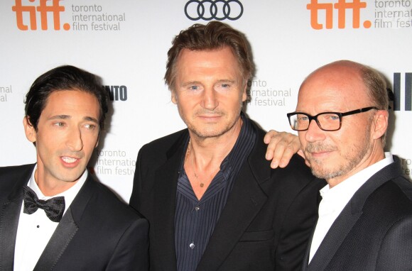 Adrien Brody, Liam Neeson, Paul Haggis lors de la présentation de Third Person au Festival international du film de Toronto, le 9 septembre 2013
