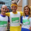 Exclusif - Cartman, Christophe Beaugrand et Ariane Brodier s'entraînent pour l'opération du PMU intitulée "Serial Parieur", qui se tient du 23 septembre au 4 octobre 2013.