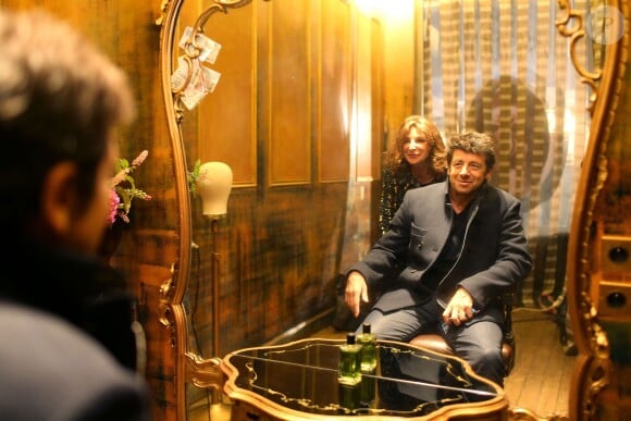 Sarah Guetta et Patrick Bruel à l'inauguration du nouveau salon de coiffure de Sarah Guetta, à Paris, le 12 septembre 2013.