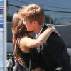 PDA (Public Demonstration of Affection) pour Justin Bieber et Jacque Rae sur le tournage d'un sketch pour Funny or Die à Los Angeles. Le 13 septembre 2013.