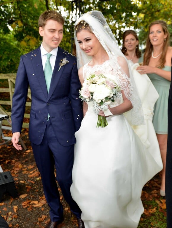 Euan Blair et Suzanne Ashman lors de leur mariage à Wooten Underwood, le 14 septembre 2013.