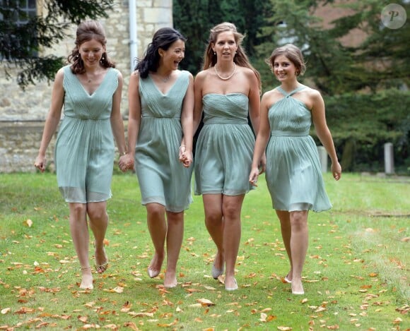 Les demoiselles d'honneur lors du mariage d'Euan Blair et Suzanne Ashman à Wooten Underwood, le 14 septembre 2013.