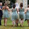 Suzanne Ashman et les demoiselles d'honneur lors du mariage d'Euan Blair et Suzanne Ashman à Wooten Underwood, le 14 septembre 2013.