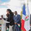 Yamina Benguigui, ministre déléguée chargée de la Francophonie, le prince Albert II de Monaco et Christian Estrosi, député-maire de Nice et président du Comité national des Jeux de la Francophonie, ont assisté dimanche 15 septembre 2013 à Nice à la cérémonie de clôture des VII Jeux de la Francophonie.