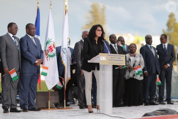 Yamina Benguigui, ministre déléguée chargée de la Francophonie, dimanche 15 septembre 2013 à Nice lors de la cérémonie de clôture des VII Jeux de la Francophonie.
