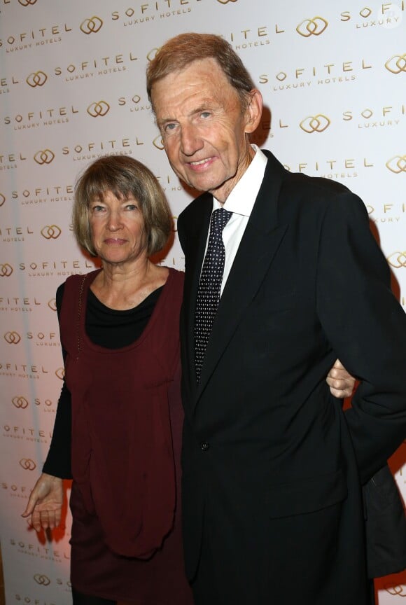 Étienne Mougeotte et sa femme - Soirée d'inauguration de l'hôtel Sofitel Paris Arc de Triomphe, au 14 Rue Beaujon à Paris. Le 18 septembre 2013.