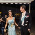 La princesse Marie et le prince Joachim de Danemark au palais de Fredensborg le 18 septembre 2013 lors du dîner officiel en l'honneur du président du Vietnam Truong Tan Sang et son épouse Mai Thi Hanh, en visite d'Etat de trois jours.