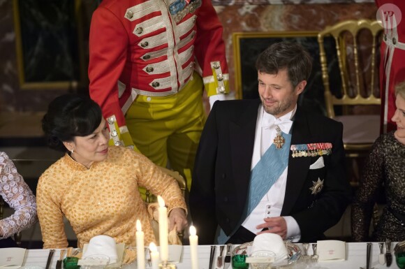 Frederik de Danemark au palais de Fredensborg le 18 septembre 2013 lors du dîner officiel en l'honneur du président du Vietnam Truong Tan Sang et son épouse Mai Thi Hanh, en visite d'Etat de trois jours.