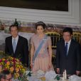  La princesse Marie, la princesse Mary et le prince Henrik avec leurs hôtes au palais de Fredensborg le 18 septembre 2013 lors du dîner officiel en l'honneur du président du Vietnam Truong Tan Sang et son épouse Mai Thi Hanh, en visite d'Etat de trois jours. 