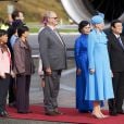  La reine Margrethe II de Danemark, entourée de son époux le prince Henrik et de ses fils les princes Frederik, avec la princesse Mary, et Joachim, avec la princesse Marie, ainsi que de la princesse Benedikte, accueillait le 18 septembre 2013 le président du Vietnam Truong Tan Sang et son épouse Mai Thi Hanh, pour une visite d'Etat de trois jours. 