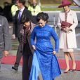  La reine Margrethe II de Danemark, entourée de son époux le prince Henrik et de ses fils les princes Frederik, avec la princesse Mary, et Joachim, avec la princesse Marie, ainsi que de la princesse Benedikte, accueillait le 18 septembre 2013 le président du Vietnam Truong Tan Sang et son épouse Mai Thi Hanh, pour une visite d'Etat de trois jours. 