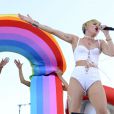 Miley Cyrus sur la scène du iHeartRadio Music Festival au MGM Grand Arena à Las Vegas, le 21 septembre 2013.
