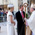 Le grand-duc Henri de Luxembourg (père du marié) et Gabriele Lademacher-Schneider (mère de la mariée) - Mariage religieux du prince Felix de Luxembourg et Claire Lademacher en la basilique Sainte Marie-Madeleine de Saint-Maximin-la-Sainte-Baume dans le Var, samedi 21 septembre 2013.
