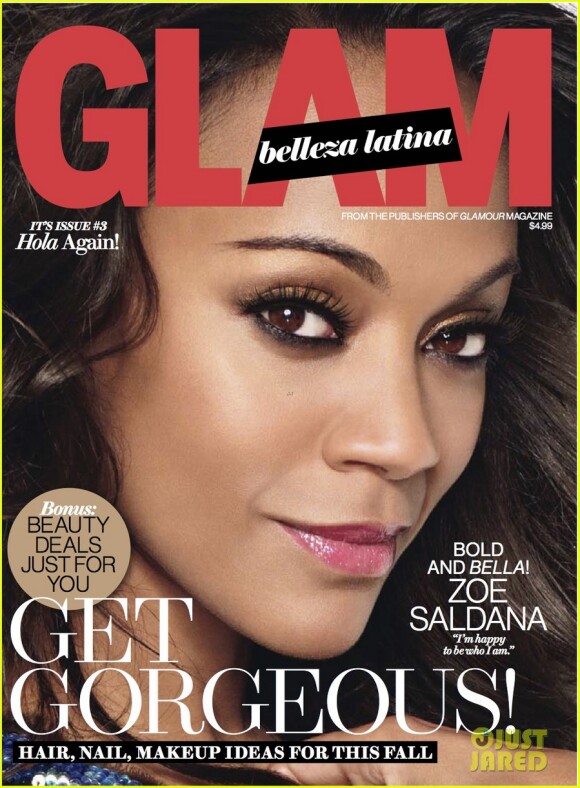 Zoe Saldana en couverture de Glam, octobre 2013.