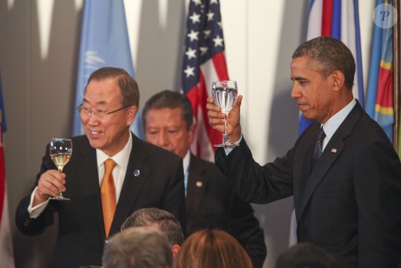 Barack Obama a participé au déjeuner offert par le secrétaire général de l'ONU, Ban Ki-Moon, à New York, le 24 septembre 2013.