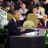 Barack Obama a donné un discours à la tribune de la 68e assemblée générale de l'ONU, à New York, le 24 septembre 2013.