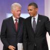 Barack Obama s'est exprimé à la réunion annuelle de l'association Clinton Global Initiative, de l'ancien président Bill Clinton, à New York, le 24 septembre 2013. On a ausi pu voir Hillary Clinton, Chelsea Clinton, Bono ou encore Bill Gates.  