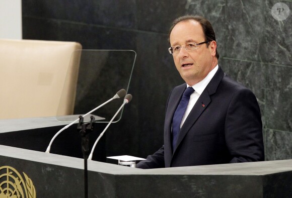 François Hollande a donné un discours à la tribune de la 68e assemblée générale de l'ONU, à New York, le 24 septembre 2013.