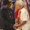 Christine Lagarde, patronne du FMI, a participé au déjeuner offert par le secrétaire général de l'ONU, Ban Ki-Moon, à New York, le 24 septembre 2013.y