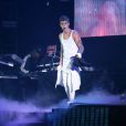 Justin Bieber en concert à Shanghai dans le cadre de sa tournée "Believe World Tour 2013", le 5 octobre 2013.