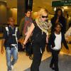 Madonna et ses enfants David, Mercy et Lourdes arrivent à New York en provenance de Londres le 3 septembre 2013.