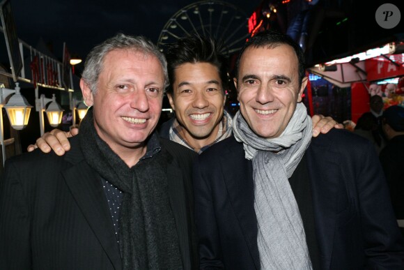 David Martin, Theo Phan, Thierry Beccaro - Spectacle de 'La Télé Qui Chante' à la Fête a Neu-Neu à Paris le 5 octobre 2013.