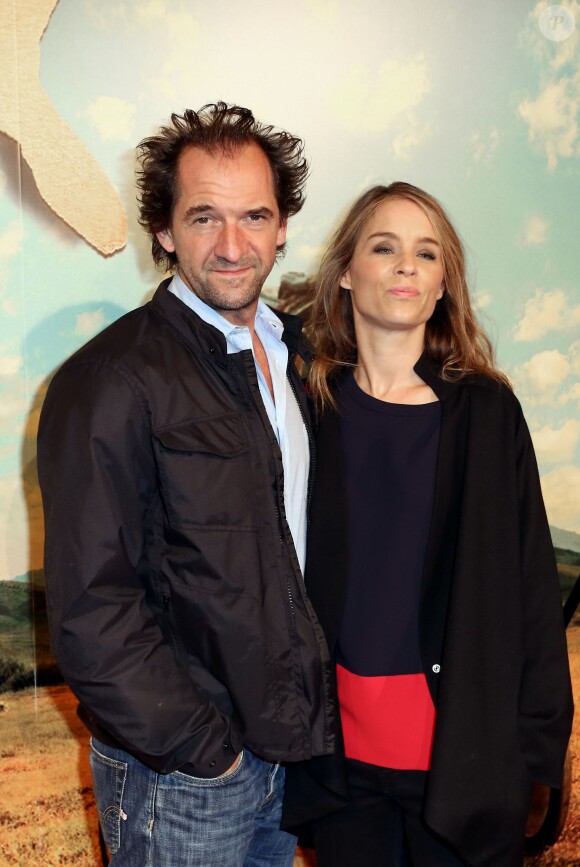 Stéphane De Groodt et sa femme Odile d'Oultremont lors de la première du film L'Extravagant Voyage du jeune et prodigieux T. S. Spivet à Paris, le 8 octobre 2013.