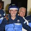 Paul Pogba, Franck Ribery et Didier Deschamps à l'hippodrome de Vincennes le 8 octobre 2013.