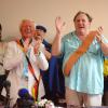 Gérard Depardieu lors d'une pendaison de crémaillère dans sa propriété de Néchin en Belgique, La Villa White Cloud le 24 août 2013