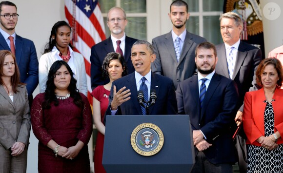Le président des Etats-Unis Barack Obama lors d'un discours à la Maison Blanche sur la loi Obamacare le 21 octobre 2013.