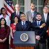 Barack Obama lors d'un discours à la Maison Blanche sur la loi Obamacare le 21 octobre 2013.