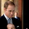 Le prince William et la duchesse de Cambridge célébraient dans l'intimité le baptême de leur fils le prince George de Cambridge, 3 mois, le 23 octobre 2013 au palais Saint James, à Londres.