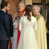 Pippa et James Middleton accueillis par l'archevêque de Canterbury au baptême du prince George de Cambridge, 3 mois, le 23 octobre 2013 au palais Saint James, à Londres.