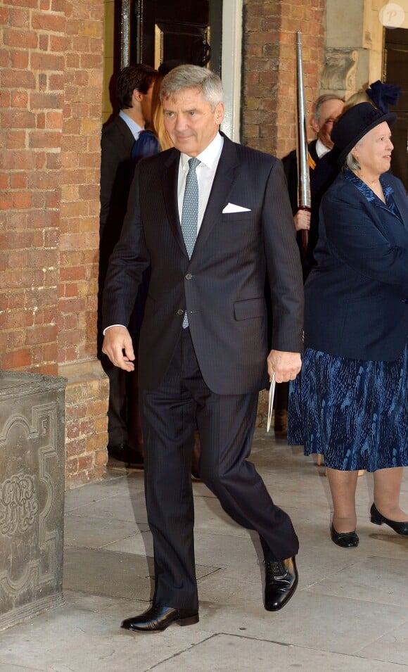 Michael Middleton au baptême du prince George de Cambridge, 3 mois, le 23 octobre 2013 au palais Saint James, à Londres.