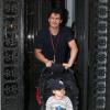 Orlando Bloom et Miranda Kerr déposent leur fils Flynn chez une baby-sitter avant de se rendre à la finale de l'Open de Tennis a New York, le 9 septembre 2013.