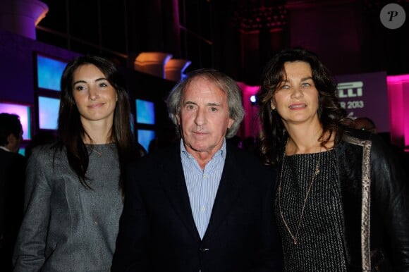 Jacques Laffite avec sa fille Margot et son épouse au lancement du calendrier Pirelli le 10 janvier 2013