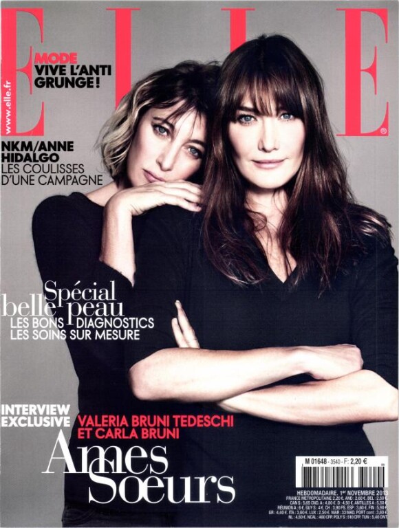 Carla Bruni et Valeria Bruni-Tedeschi en couverture du magazine ELLE, en kiosques le 31 octobre 2013.