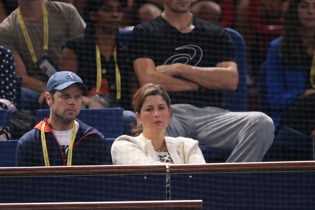 Photo : Mirka Federer assiste au match de son homme Roger lors du second  tour du BNP Paribas Masters, face à Kevin Anderson, le 30 octobre 2013 à  Paris - Purepeople