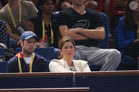 Mirka Federer assiste au match de son homme Roger lors du second tour du BNP Paribas Masters, face à Kevin Anderson, le 30 octobre 2013 à Paris