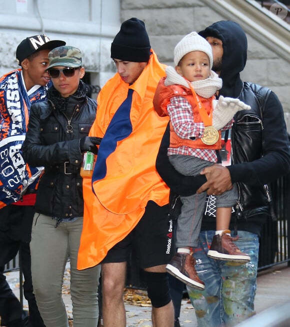 Alicia Keys, son mari Swiss Beatz et leur fils Egypt à l'occasion du marathon de New York, le 3 novembre 2013.