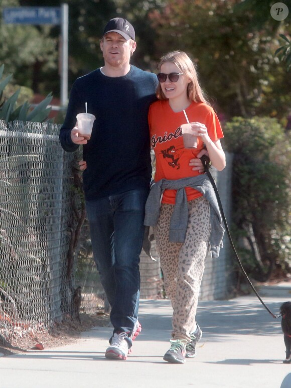 Exclusif - Michael C. Hall et sa petite amie Morgan MacGregor passent un moment romantique, à Los Feliz, le 3 novembre 2013.