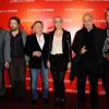 Roman Polanski, Emmanuelle Seigner, Mathieu Amalric, Alain Sarde Alexandre Desplat lors de la première du film La Vénus à la fourrure à Paris le 4 novembre 2013.