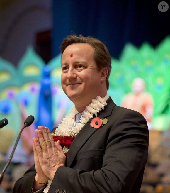 David Cameron en visite dans un temple hindou de Londres le 4 novembre 2013.