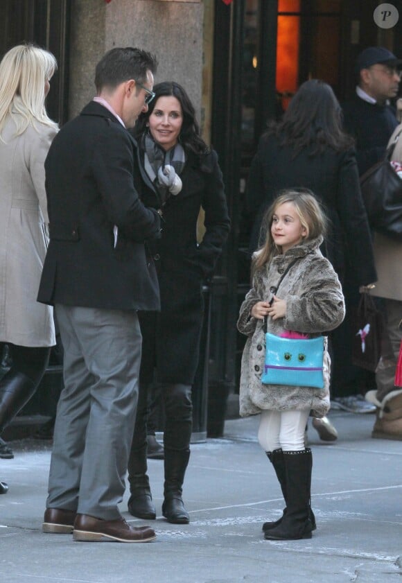 David Arquette, son ex Courteney Cox et leur fille Coco à New York le 13 février 2013