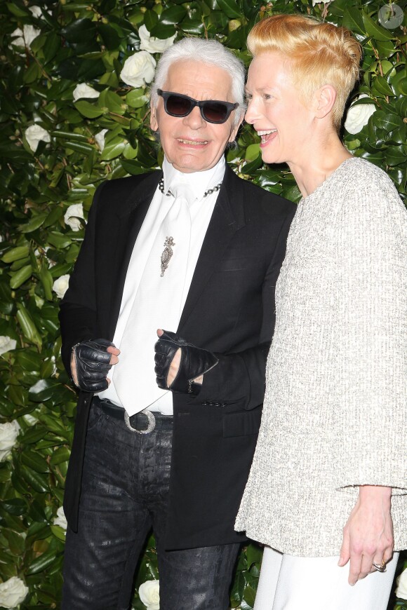 Karl Lagerfeld et Tilda Swinton lors de la soirée Museum of Modern Art 2013 Film benefit - A Tribute To Tilda Swinton à New York, le 5 novembre 2013.