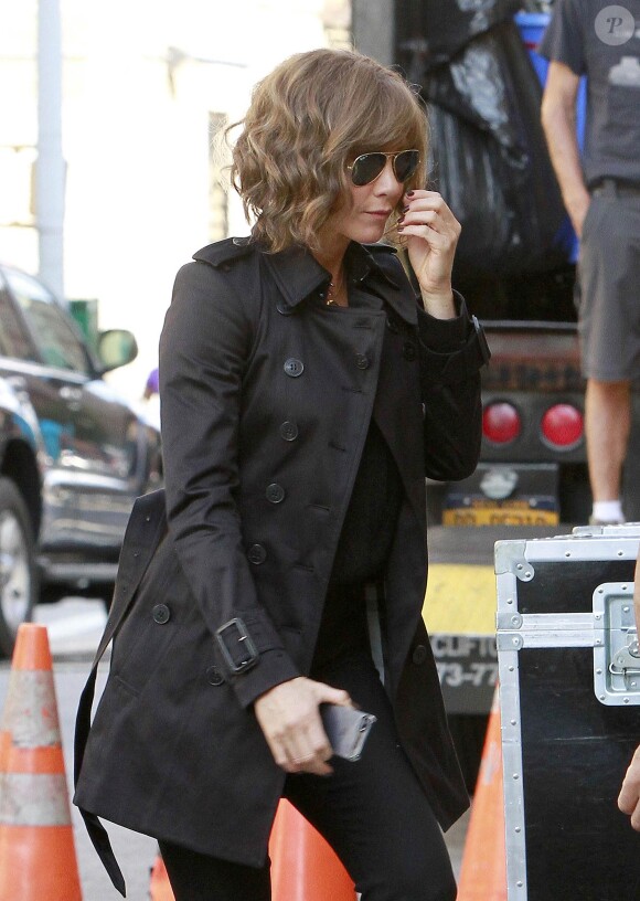 Jennifer Aniston en tournage à Manhattan, New York, le 29 juillet 2013.