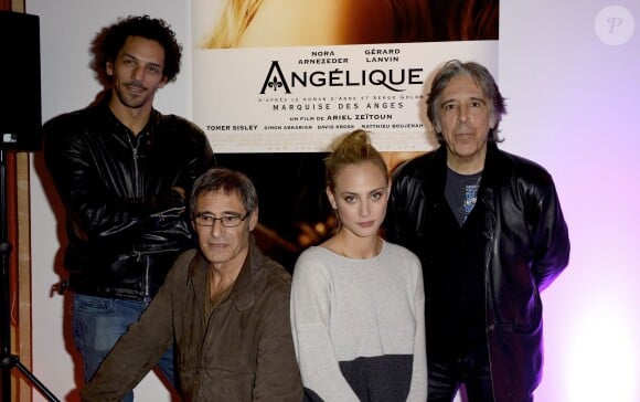 Gérard Lanvin, Nora Arnezeder, Tomer Sisley et Ariel Zeitoun au 22e festival du film de Sarlat avec le film Angélique, le 13 novembre 2013.