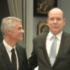 Exclusif - Captures video d'une interview du prince Albert II de Monaco réalisée par Cyril Viguier dans le bureau princier. Cette interview exceptionnelle d'une heure et demi sera un des moments forts du documentaire de Cyril Viguier, qui sera diffusé sur France 3 pendant les fêtes de fin d'année, dans lequel il présente l'envers du decor de Monaco. Le 15 novembre 2013.